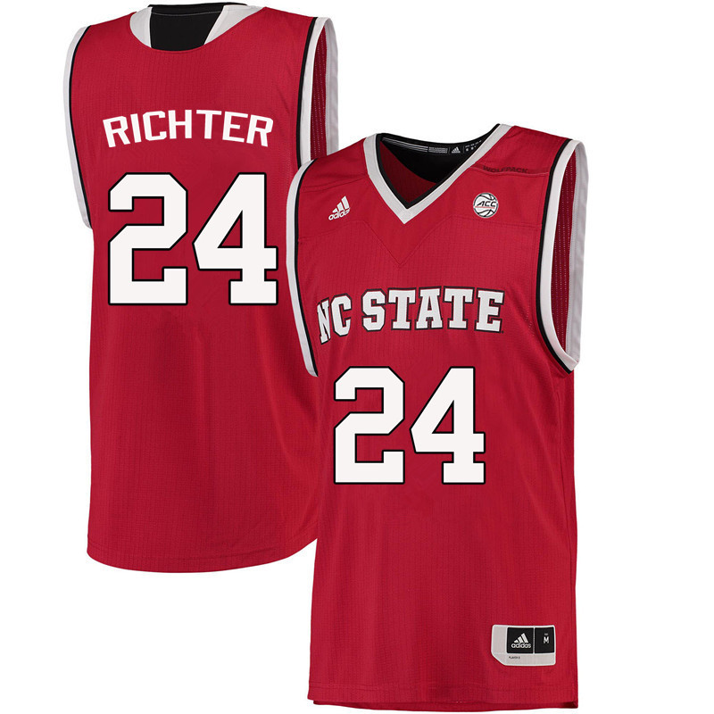Men NC State Wolfpack #24 John Richter College Basketball Jerseys-Red - Click Image to Close